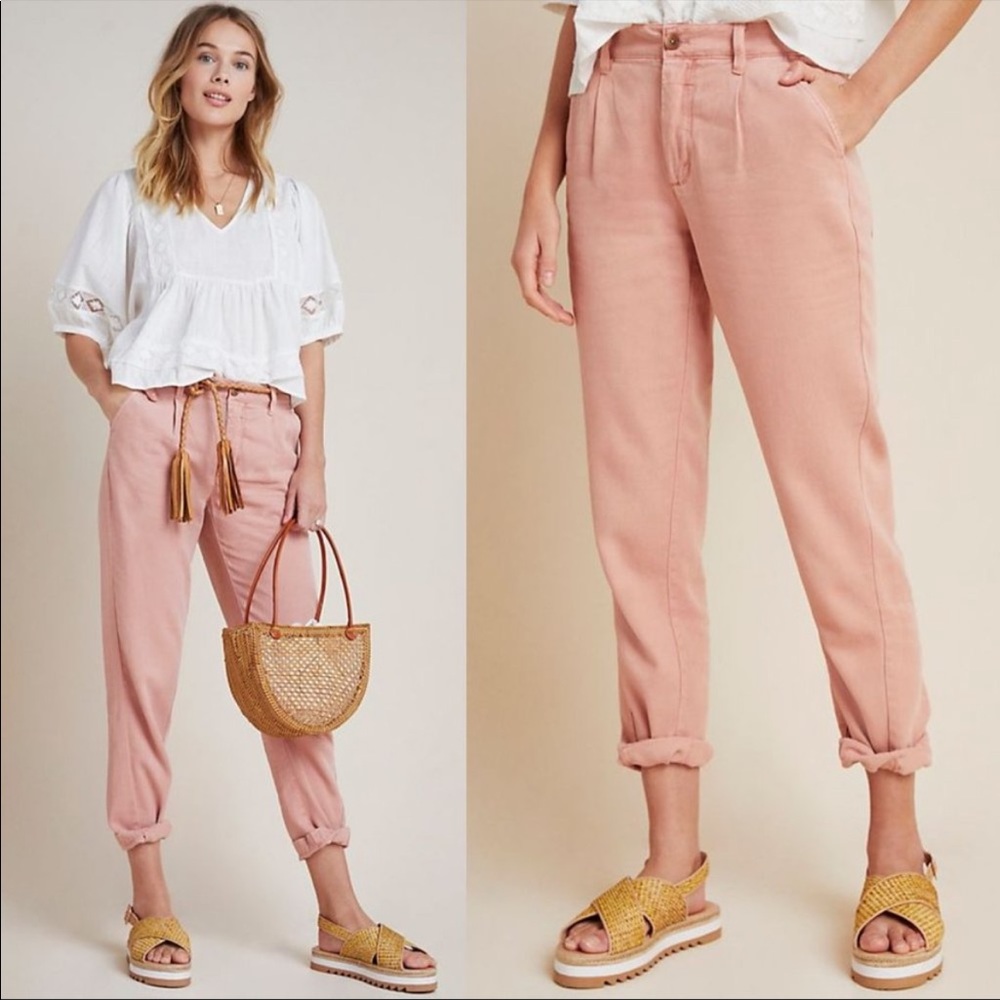 NWOT Anthropologie Pink Scout Tapered Slim Trouser